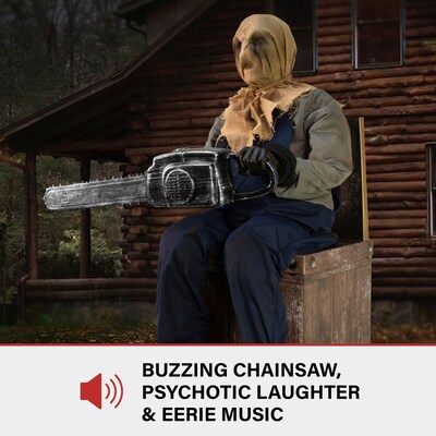 Haunted Hill Farm Motion Activated Chainsaw Rusty Indoor or Covered Outdoor Premium Halloween Decoration (HHSTSCR-1FLSA)