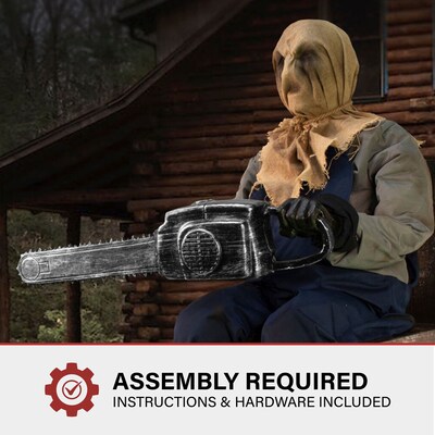 Haunted Hill Farm Motion Activated Chainsaw Rusty Indoor or Covered Outdoor Premium Halloween Decoration (HHSTSCR-1FLSA)