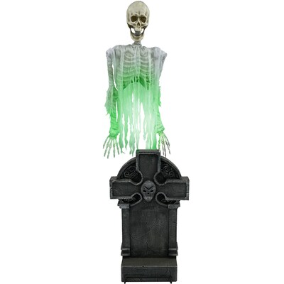 Haunted Hill Farm Motion-Activated Floating Skeleton Ghost Over Tombstone (HHTMBSKEL-2LS)