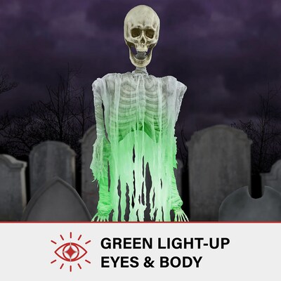 Haunted Hill Farm Motion-Activated Floating Skeleton Ghost Over Tombstone (HHTMBSKEL-2LS)