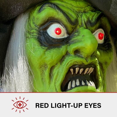 Haunted Hill Farm Talking Witch Tree Hugger with Light-Up Eyes Scary Outdoor Halloween Decoration (HHWITCH-39HLS)