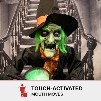 Haunted Hill Farm Animatronic Sitting, Talking Witch (HHWITCH-40FLSA)