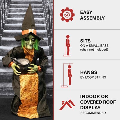 Haunted Hill Farm Animatronic Sitting, Talking Witch (HHWITCH-40FLSA)