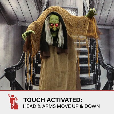 Haunted Hill Farm Animatronic Talking Hunchback Witch (HHWITCH-41FLSA)