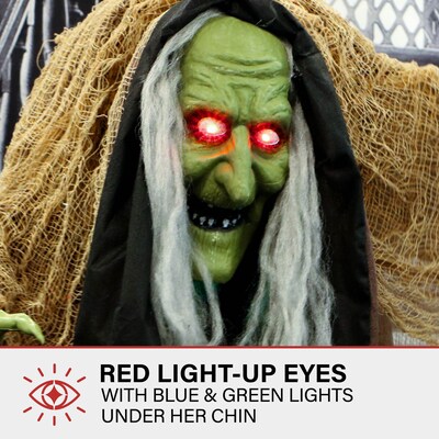 Haunted Hill Farm Animatronic Talking Hunchback Witch (HHWITCH-41FLSA)