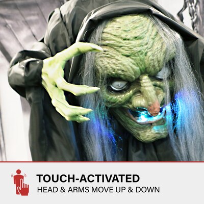 Haunted Hill Farm Animatronic Talking Hunchback Witch Scary Halloween Decoration (HHWITCH-43FLSA)