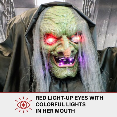 Haunted Hill Farm Animatronic Talking Hunchback Witch Scary Halloween Decoration (HHWITCH-43FLSA)