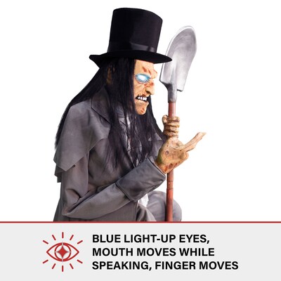 Haunted Hill Farm Motion Activated Talking Crouching Grave Digger (HHGRVDG-1FLSA)