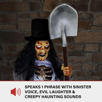 Haunted Hill Farm Motion Activated Talking Crouching Grave Digger (HHGRVDG-1FLSA)