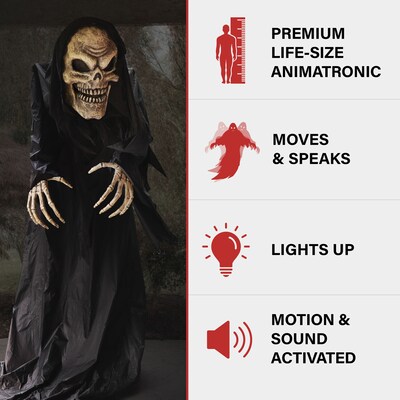 Haunted Hill Farm Motion Activated Hunched Skeleton Reaper (HHHNCHRPR-1FLSA)