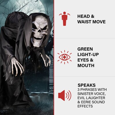 Haunted Hill Farm Motion Activated Hunched Skeleton Reaper (HHHNCHRPR-1FLSA)