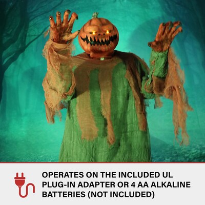 Haunted Hill Farm Motion-Activated Jack O' Lunger Indoor or Covered Outdoor Halloween Decoration (HHLGPUMP-2FLSA)