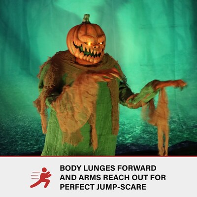 Haunted Hill Farm Motion-Activated Jack O' Lunger Indoor or Covered Outdoor Halloween Decoration (HHLGPUMP-2FLSA)
