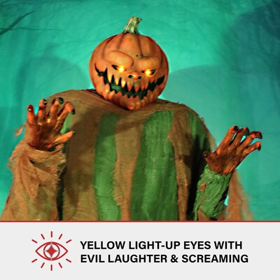 Haunted Hill Farm Motion-Activated Jack O' Lunger Indoor or Covered Outdoor Halloween Decoration (HHLGPUMP-2FLSA)