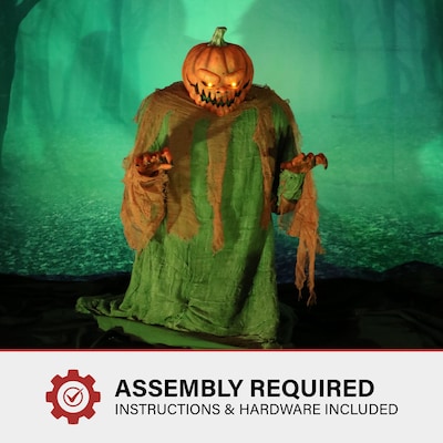 Haunted Hill Farm Motion-Activated Jack O' Lunger Indoor or Covered Outdoor Halloween Decoration (HHLGPUMP-2FLSA)