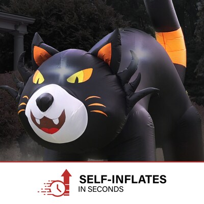 Haunted Hill Farm 10' Tall Pre-lit Black Cat Inflatable (HIBCAT103-L)