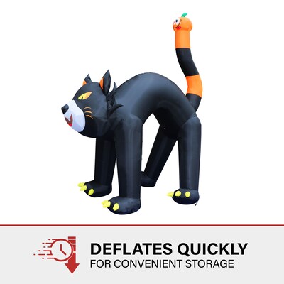 Haunted Hill Farm 10' Tall Pre-lit Black Cat Inflatable (HIBCAT103-L)