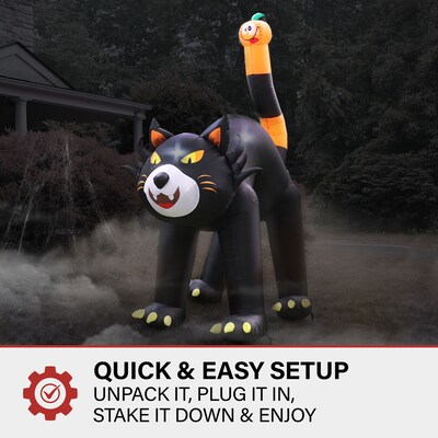 Haunted Hill Farm 10' Tall Pre-lit Black Cat Inflatable (HIBCAT103-L)