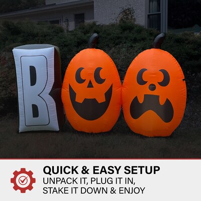 Haunted Hill Farm 4' Tall Pre-lit Inflatable Boo Sign (HIBOOSGN041-L)