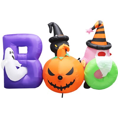 Haunted Hill Farm 5 Tall Pre-lit Musical Boo Sign Inflatable (HIBOOSGN052-L)