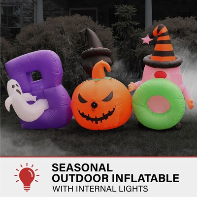 Haunted Hill Farm 5 Tall Pre-lit Musical Boo Sign Inflatable (HIBOOSGN052-L)