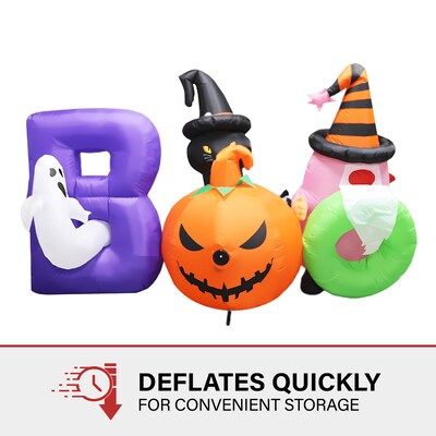 Haunted Hill Farm 5' Tall Pre-lit Musical Boo Sign Inflatable (HIBOOSGN052-L)