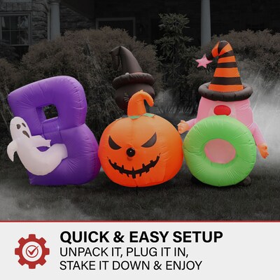 Haunted Hill Farm 5' Tall Pre-lit Musical Boo Sign Inflatable (HIBOOSGN052-L)