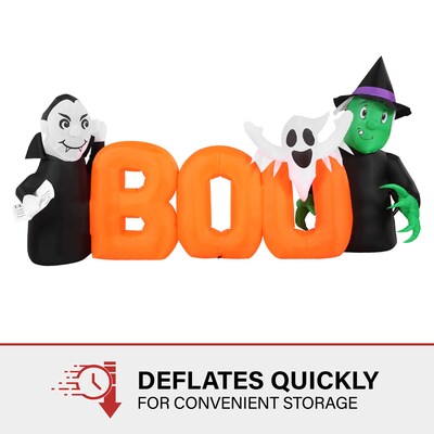 Haunted Hill Farm 6.5' Wide Pre-lit Inflatable Boo Sign (HIBOOSGN061-L)