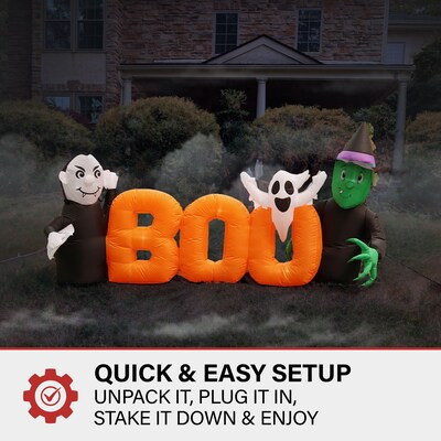 Haunted Hill Farm 6.5' Wide Pre-lit Inflatable Boo Sign (HIBOOSGN061-L)