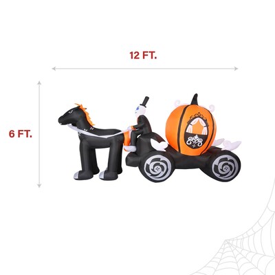 Haunted Hill Farm 6-Ft. Tall Pre-lit Inflatable Halloween Carriage (HICARRIAGE062-L)