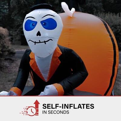 Haunted Hill Farm 6-Ft. Tall Pre-lit Inflatable Halloween Carriage (HICARRIAGE062-L)