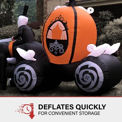 Haunted Hill Farm 6-Ft. Tall Pre-lit Inflatable Halloween Carriage (HICARRIAGE062-L)