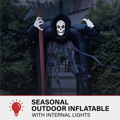 Haunted Hill Farm 10 Tall Pre-lit Musical Grim Reaper Arch Inflatable (HIHARCH101-L)