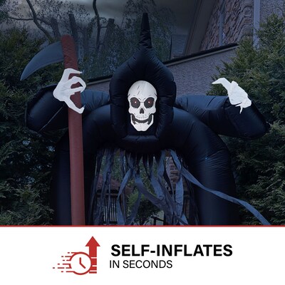 Haunted Hill Farm 10' Tall Pre-lit Musical Grim Reaper Arch Inflatable (HIHARCH101-L)