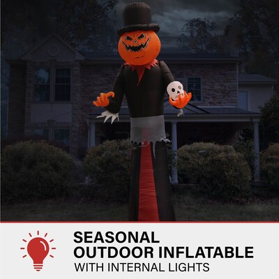 Haunted Hill Farm 12 Tall Pre-lit Jack-O-Lantern Man Inflatable (HIJOL121-L)