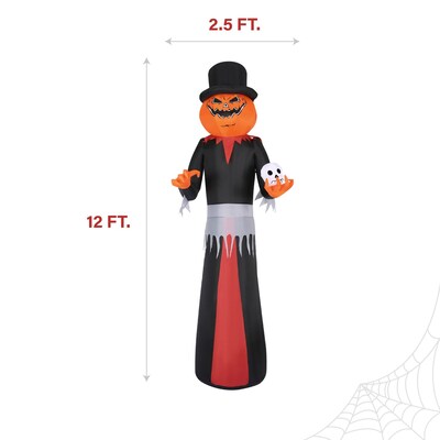 Haunted Hill Farm 12' Tall Pre-lit Jack-O-Lantern Man Inflatable (HIJOL121-L)