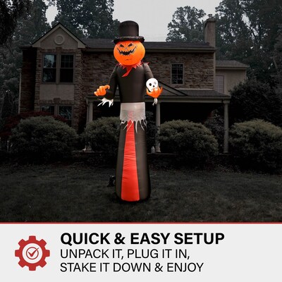 Haunted Hill Farm 12' Tall Pre-lit Jack-O-Lantern Man Inflatable (HIJOL121-L)