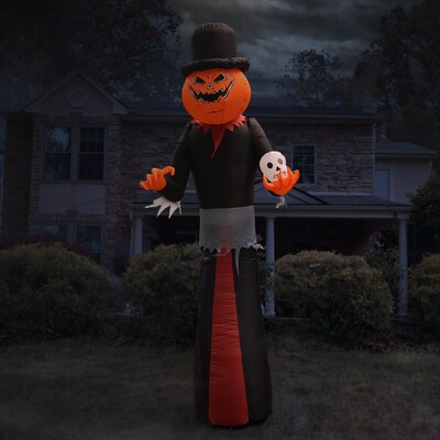 Haunted Hill Farm 12' Tall Pre-lit Jack-O-Lantern Man Inflatable (HIJOL121-L)