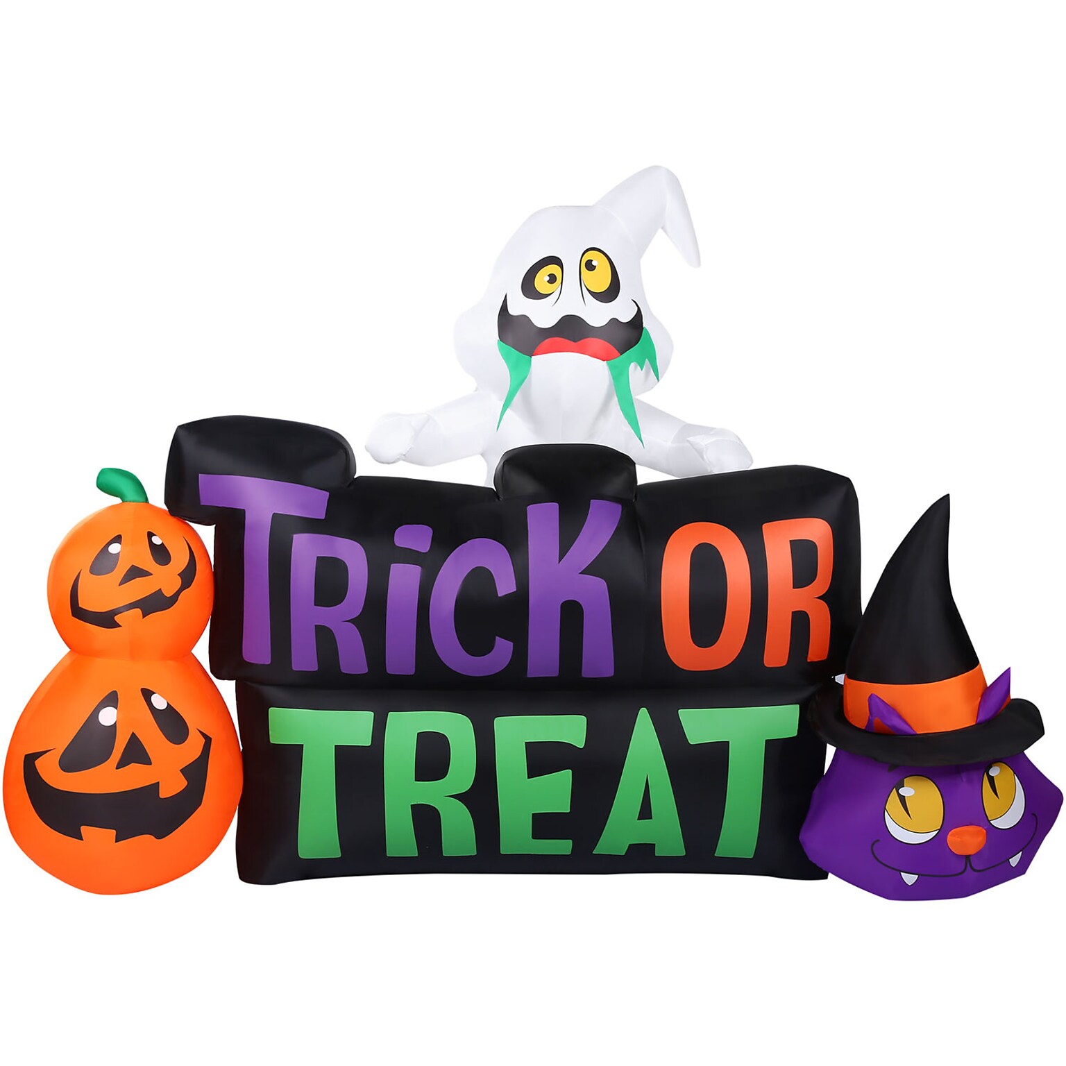 Haunted Hill Farm 8 Wide Pre-lit Trick or Treat Sign Inflatable (HITRCKTRT081-L)