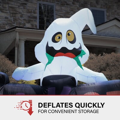 Haunted Hill Farm 8' Wide Pre-lit Trick or Treat Sign Inflatable (HITRCKTRT081-L)