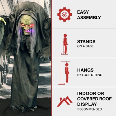 Haunted Hill Farm Animatronic Talking Hunchback Witch Scary Halloween Decoration (HHWITCH-43FLSA)