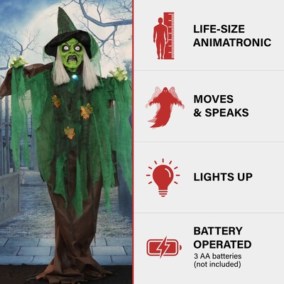 Haunted Hill Farm Animatronic Talking Forest Witch (HHWITCH-44FLSA)