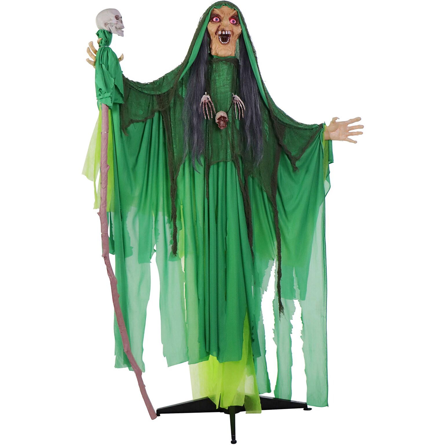 Haunted Hill Farm Animatronic Shaking, Talking Voodoo Swamp Witch Halloween Decoration (HHWITCH-45FLSA)