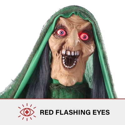 Haunted Hill Farm Animatronic Shaking, Talking Voodoo Swamp Witch Halloween Decoration (HHWITCH-45FLSA)