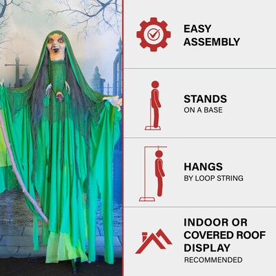 Haunted Hill Farm Animatronic Shaking, Talking Voodoo Swamp Witch Halloween Decoration (HHWITCH-45FLSA)