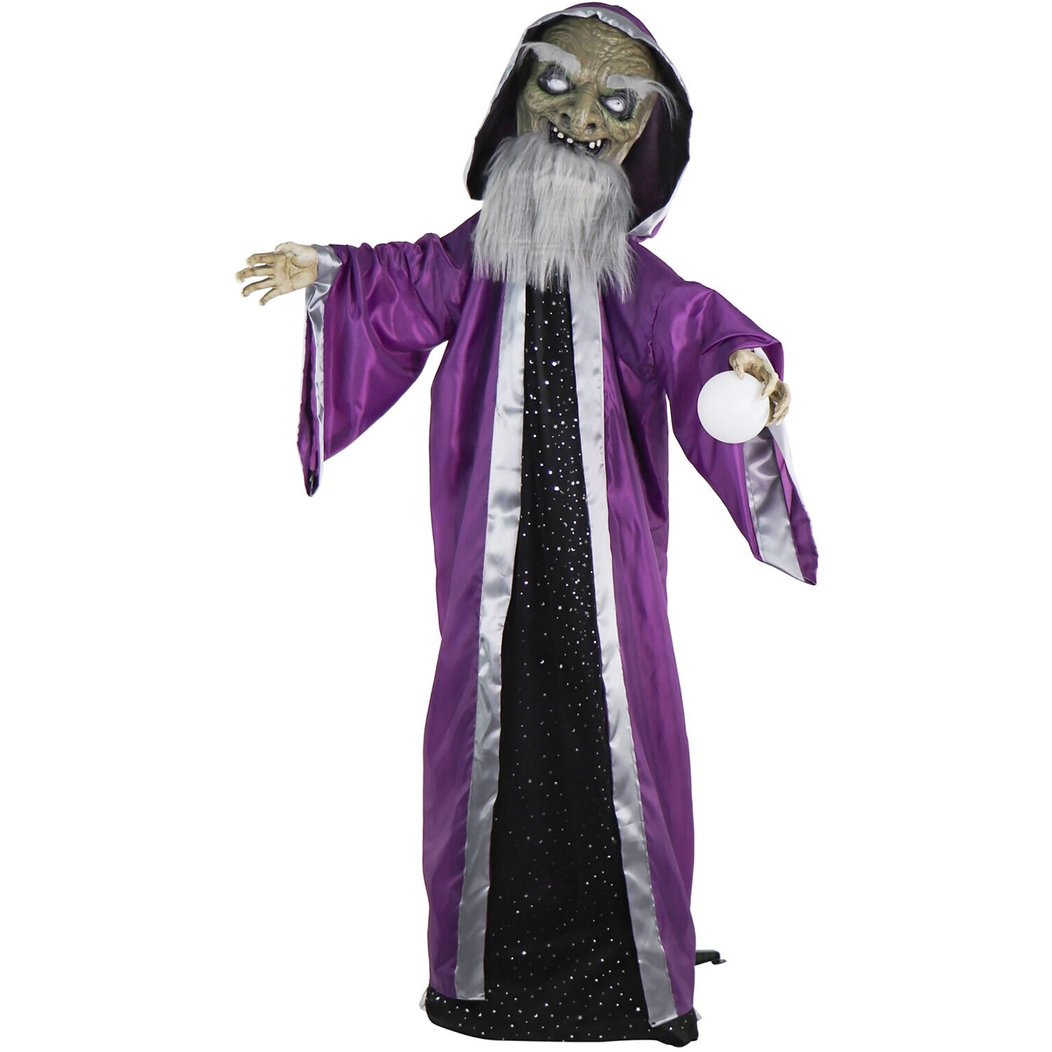Haunted Hill Farm Animatronic Talking Wizard & Crystal Ball (HHWIZARD-1FLSA)