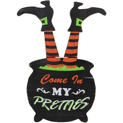 Haunted Hill Farm 24 Come In My Pretties Witchs Cauldron Funny Lawn Art (HHWOODWTCH-0BL)