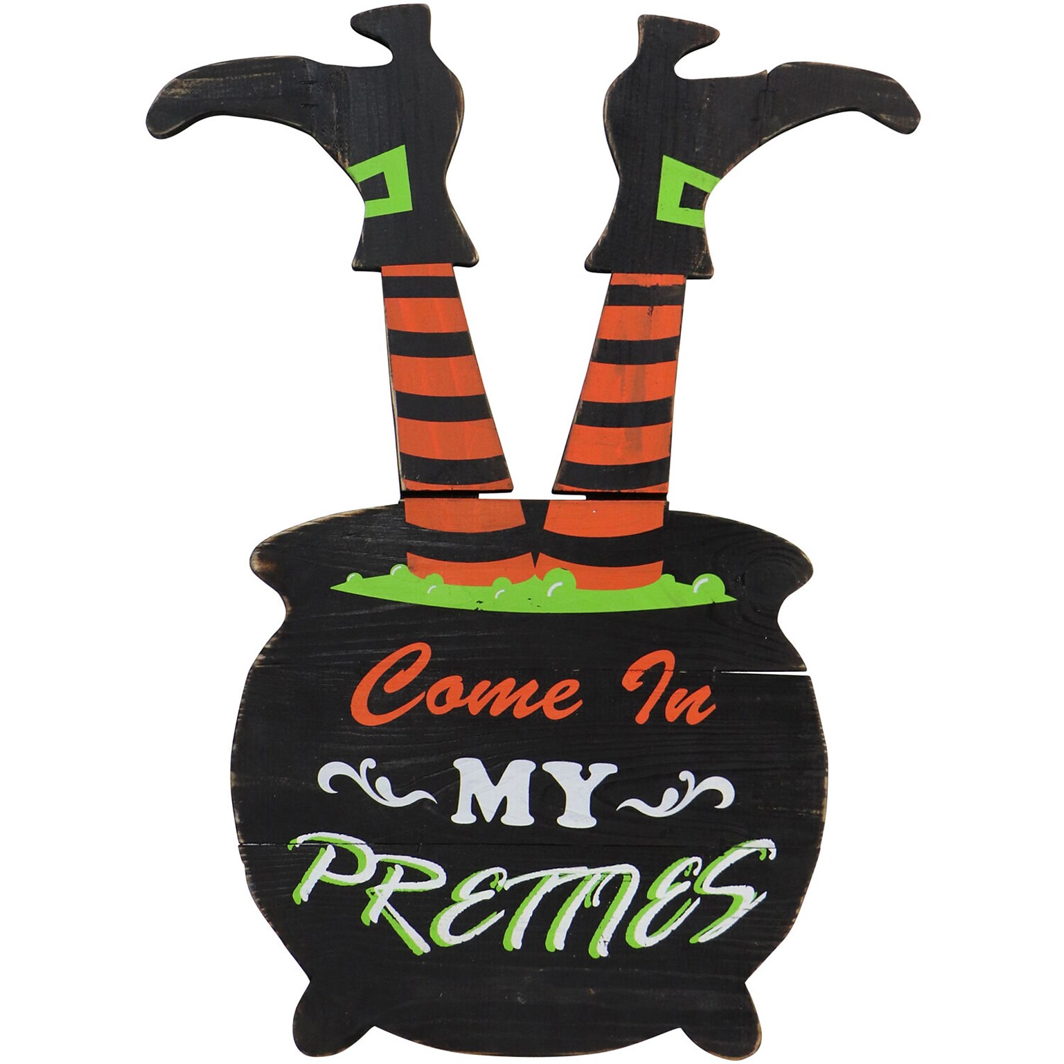 Haunted Hill Farm 24 Come In My Pretties Witchs Cauldron Funny Lawn Art (HHWOODWTCH-0BL)