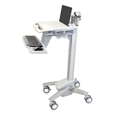 Ergotron StyleView SV40 Mobile Laptop Light-Duty Medical Cart with Lockable Caster Wheels, White/Gray (SV40-6100-0)