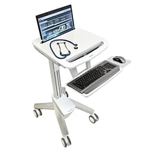 Ergotron StyleView SV40 Mobile Laptop Light-Duty Medical Cart with Lockable Caster Wheels, White/Gra